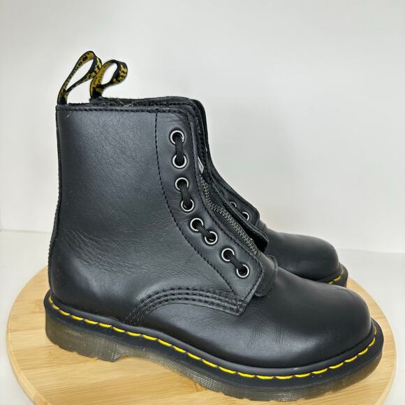 Dr. Martens 1460 Pascal Nappa Front Zip Boots Combat Black Leather Womens Size 6 - Picture 2 of 7